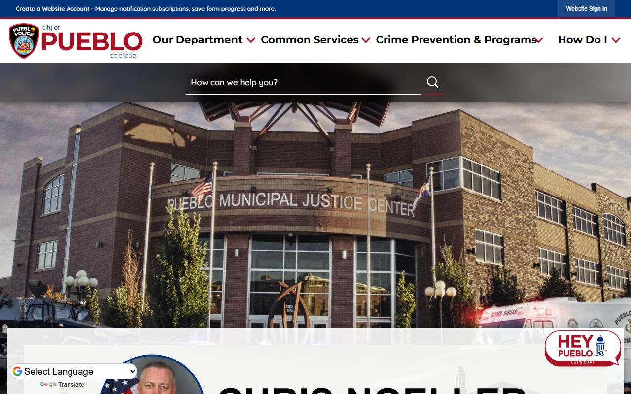 Pueblo Police Department building and services