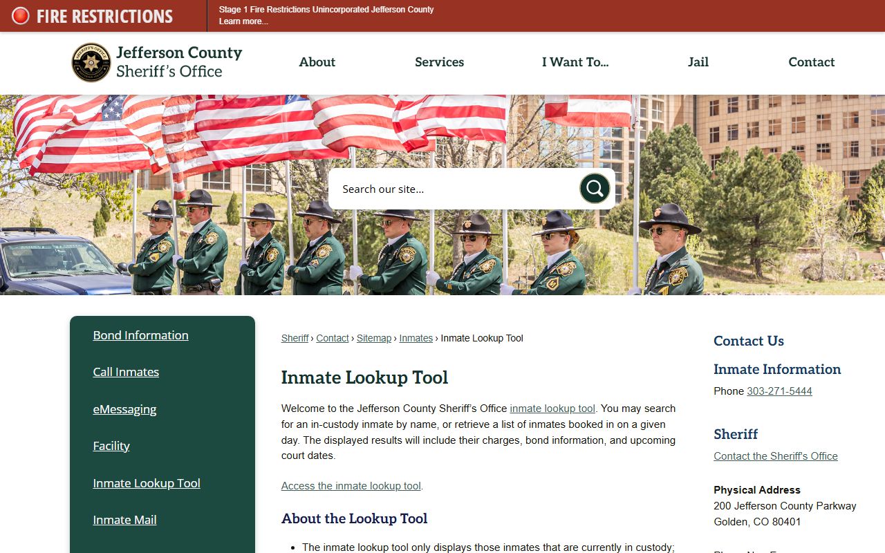 Jefferson County inmate search records