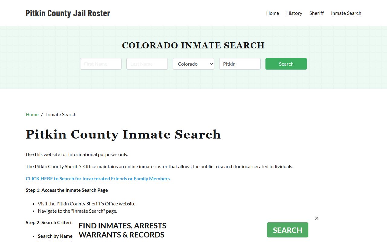 Pitkin County inmate search records