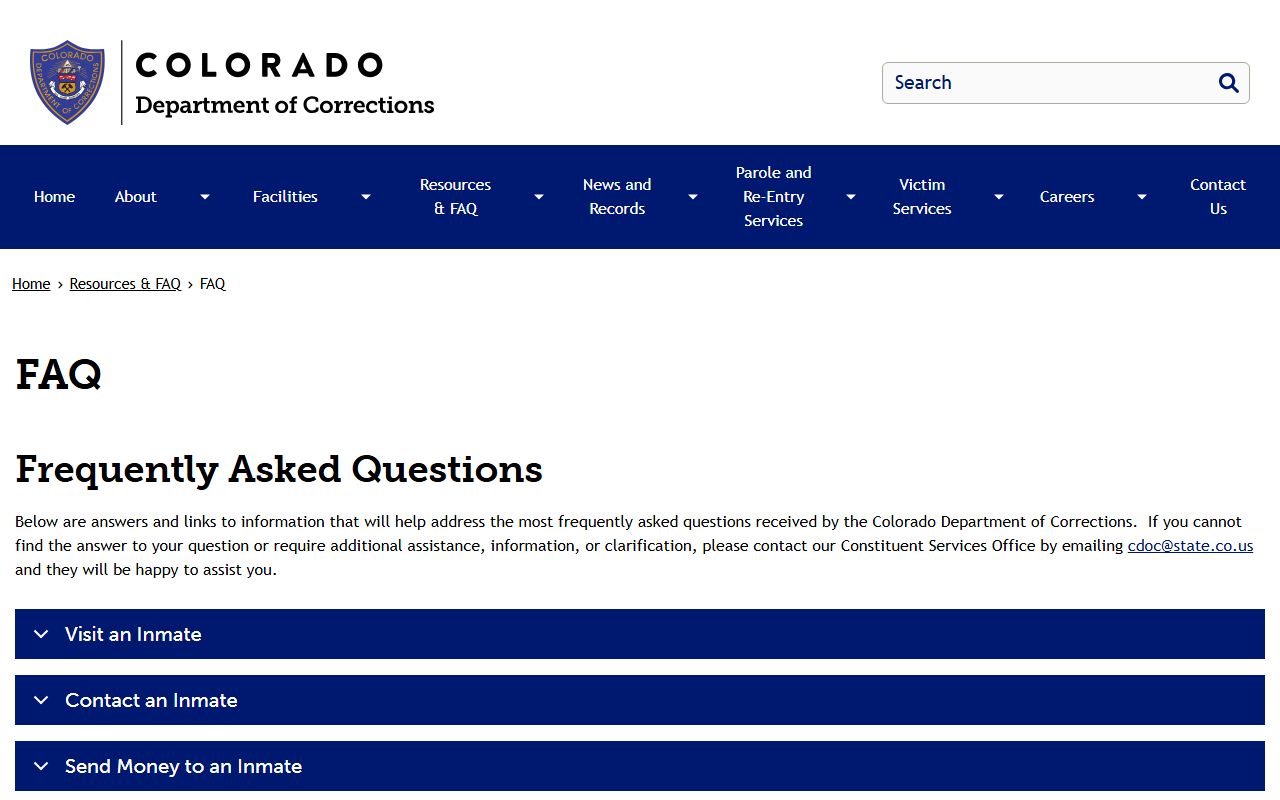 Colorado inmate population frequently asked questions